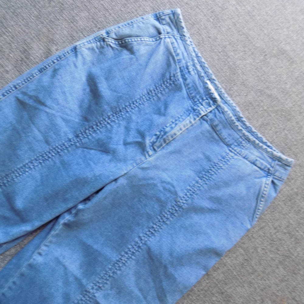 Talbots Wide Leg Crop Jeans Womens 14 Blue Good Stretch Front Seam High Rise